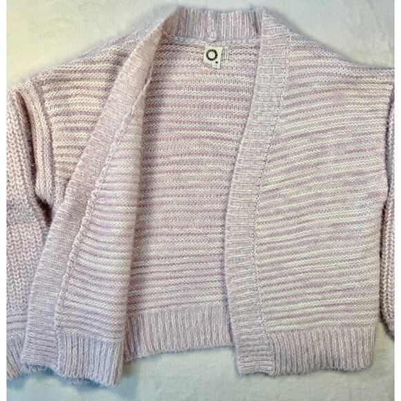 Akemi & Kin Anthropologie Pink White Fuzzy Cardigan Sweater Open Cardi One Size - Picture 7 of 10